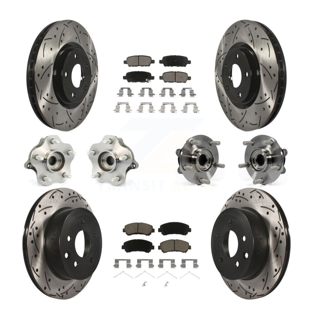Hub Bearing Coat Brake Rotor Pads Front Rear Kit (10Pc) For Nissan Juke To 04 14