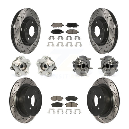 Hub Bearing Coated Disc Brake Rotor & Pads Front Rear Kit (10Pc) For Nissan Juke