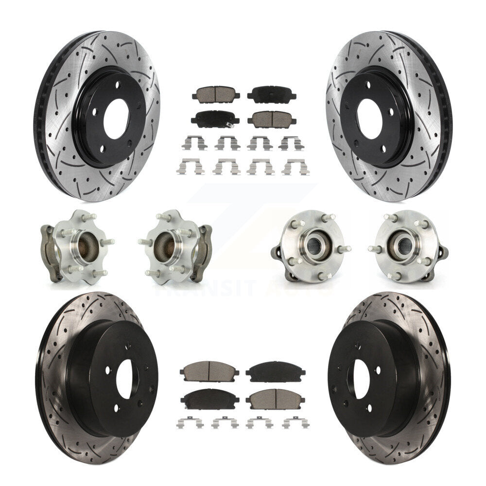 Hub Bearing Coated Brake Rotor Pads Front Rear Kit (10Pc) For 04-09 Nissan Quest