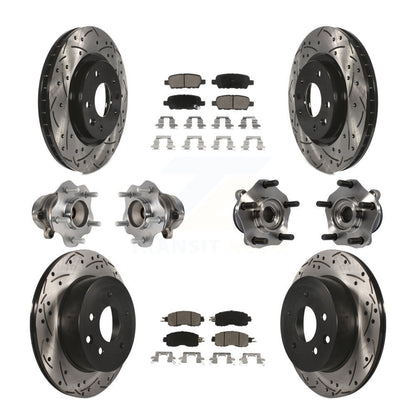Hub Bearing Coated Disc Brake Rotor & Pads Front Rear Kit (10Pc) For Nissan LEAF