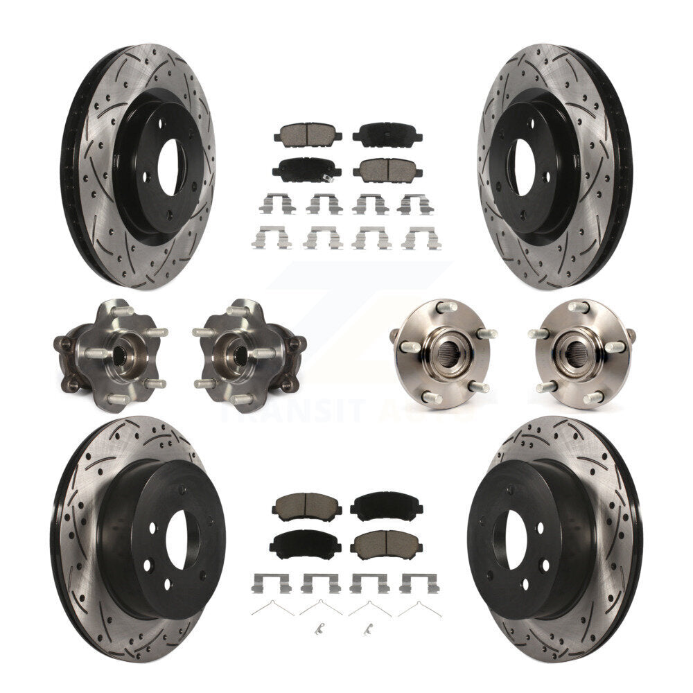 Hub Bearing Coated Brake Rotor Pad Front Rear Kit (10Pc) For Nissan Rogue Select