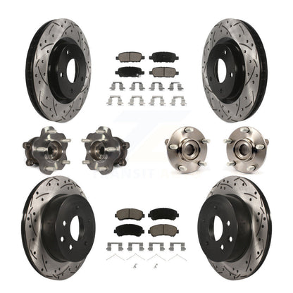 Hub Bearing Coated Brake Rotor Pad Front Rear Kit (10Pc) For Nissan Rogue Select
