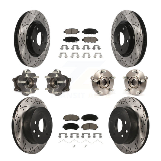 Hub Bearing Coated Brake Rotor Pad Front Rear Kit (10Pc) For Nissan Rogue Select