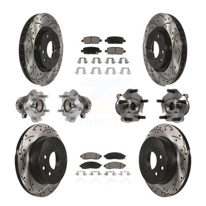 Hub Bearing Coated Disc Brake Rotor & Pads Front Rear Kit (10Pc) For Nissan LEAF