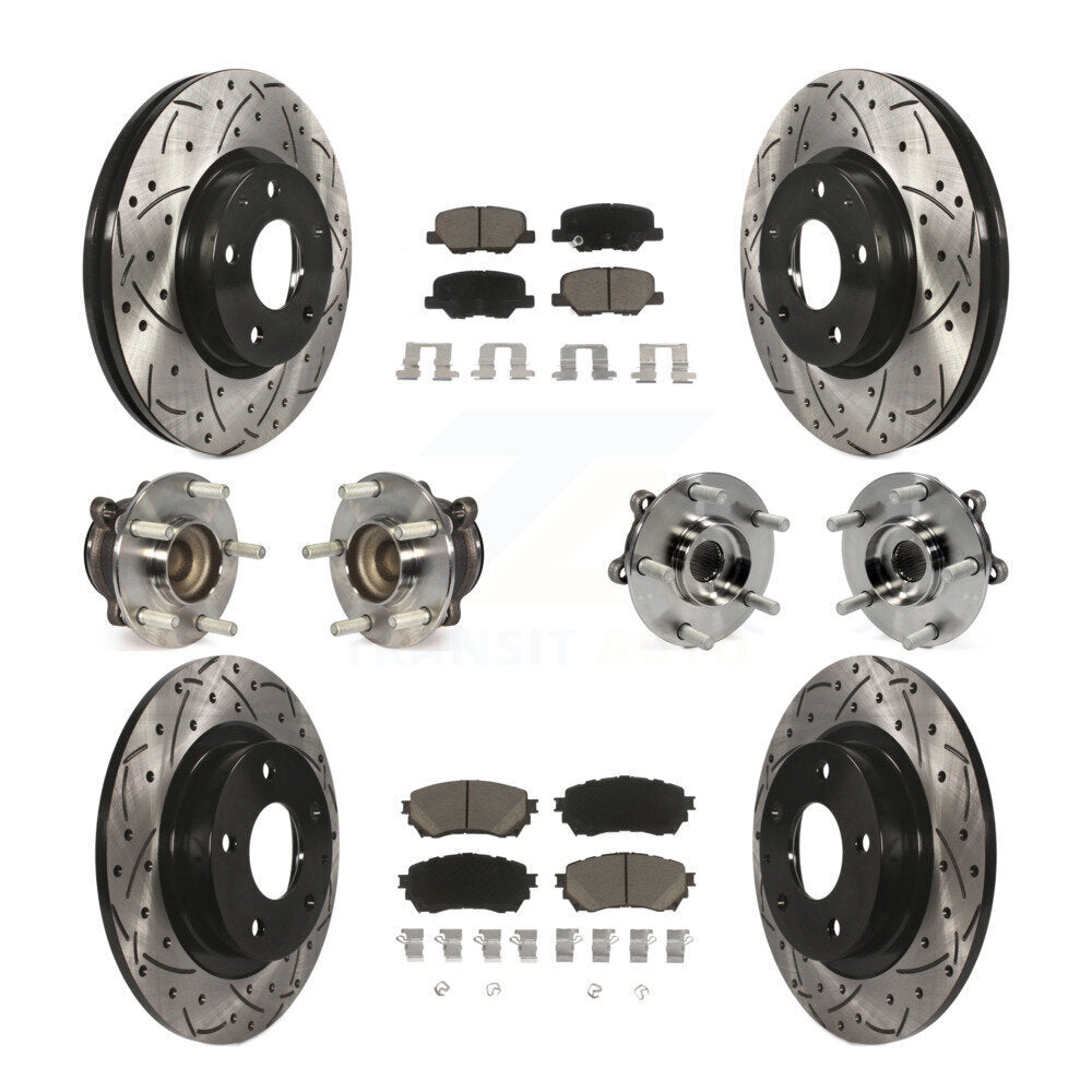 Hub Bearings Coated Disc Brake Rotors And Pads Front Rear Kit (10Pc) For Mazda 6