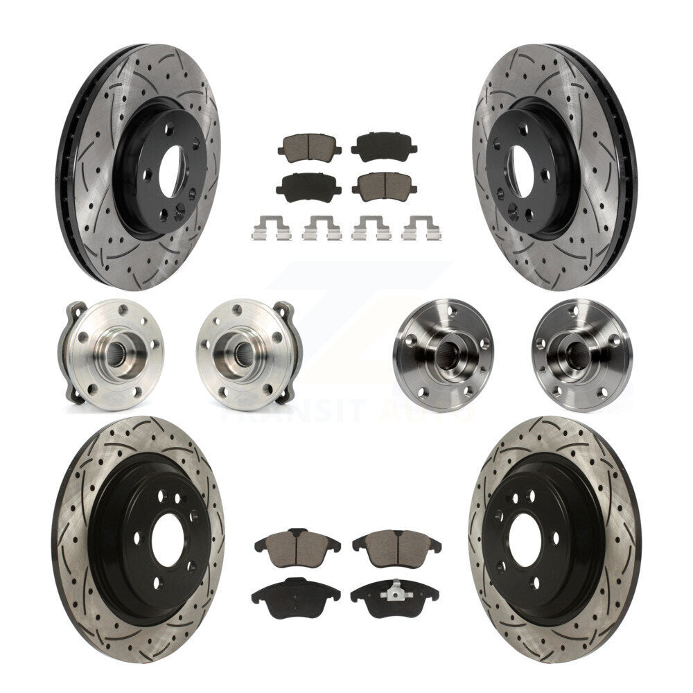 Hub Bearing Coated Brake Rotor Pad Front Rear Kit (10Pc) For 13-14 Volvo S60 AWD