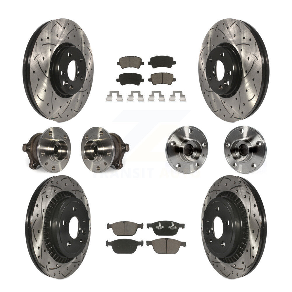 Hub Bearing Coat Brake Rotor Pads Front Rear Kit (10Pc) For 10-15 Volvo XC60 AWD