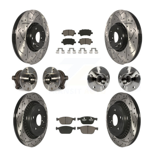 Hub Bearing Coat Brake Rotor Pads Front Rear Kit (10Pc) For 10-15 Volvo XC60 AWD