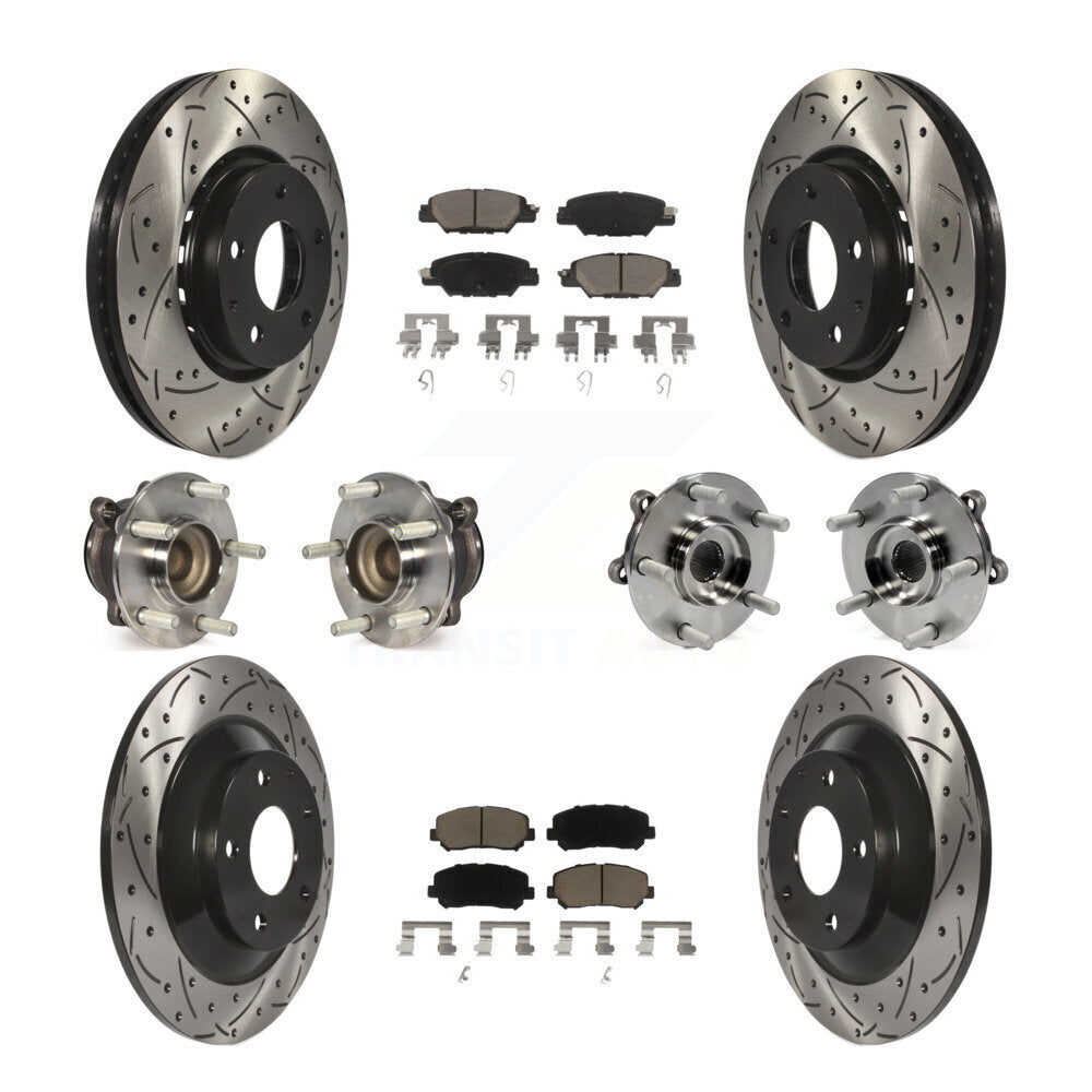 Hub Bearing Coated Disc Brake Rotor And Pad Front Rear Kit (10Pc) For Mazda CX-5