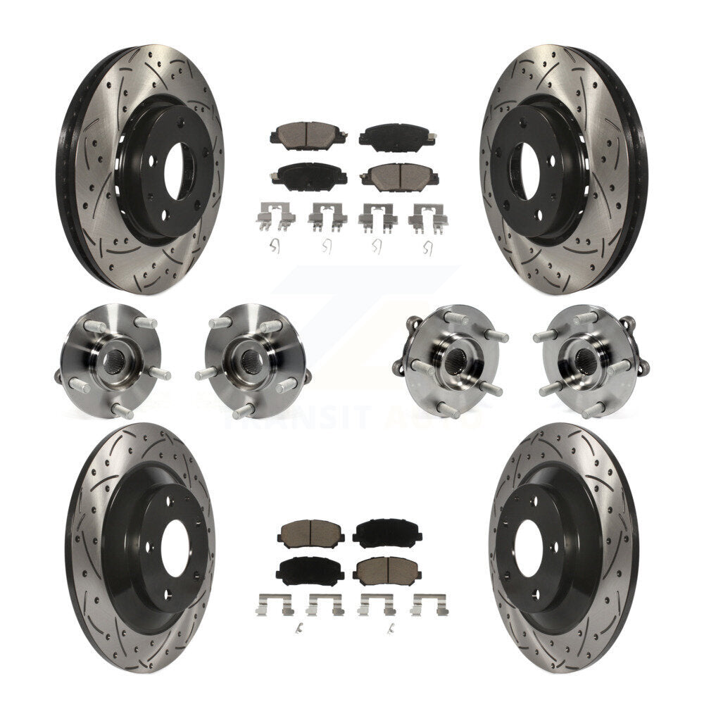 Hub Bearing Coated Disc Brake Rotor And Pad Front Rear Kit (10Pc) For Mazda CX-5