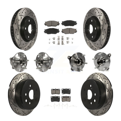 Hub Bearing Coated Disc Brake Rotor & Pads Front Rear Kit (10Pc) For Lexus IS250