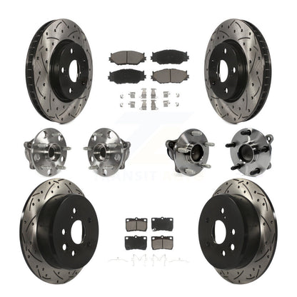 Hub Bearing Coated Disc Brake Rotor & Pads Front Rear Kit (10Pc) For Lexus IS250