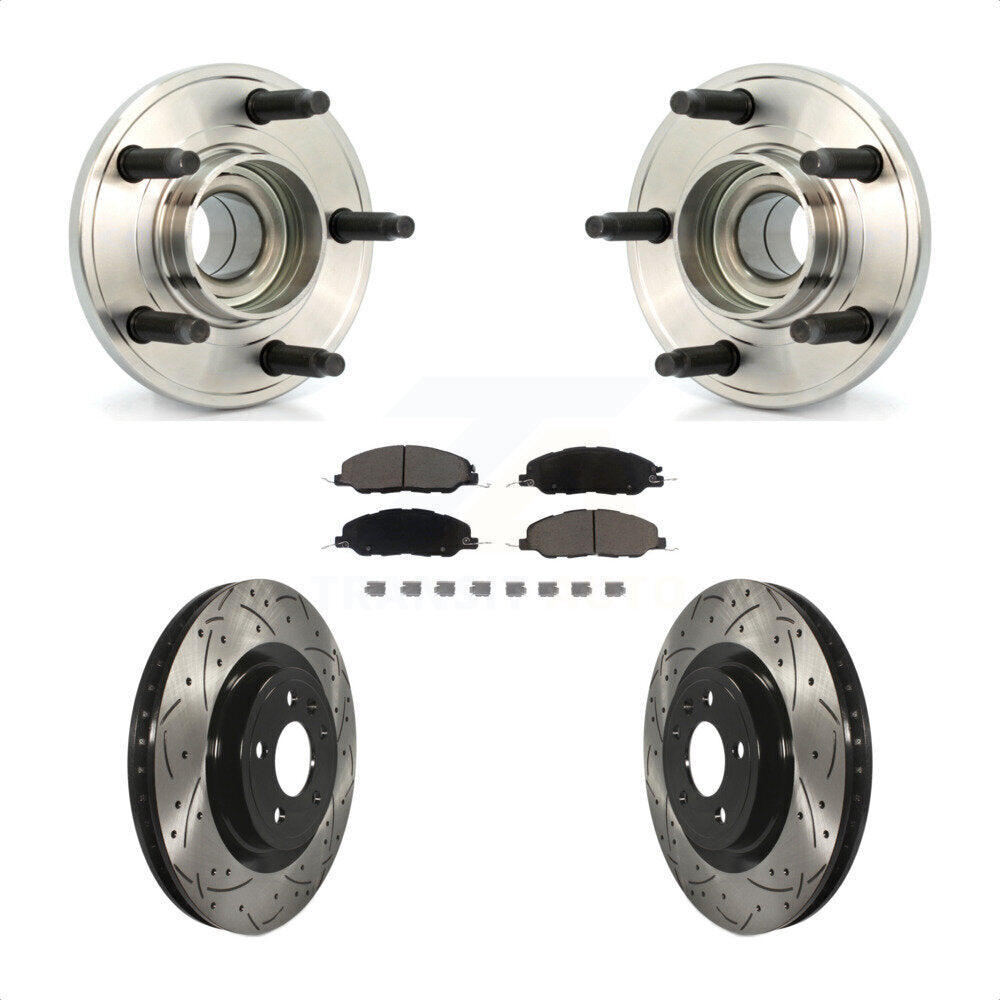 Hub Bearing Assembly Coat Drill Slot Brake Rotor Pads Front Kit For Ford Mustang