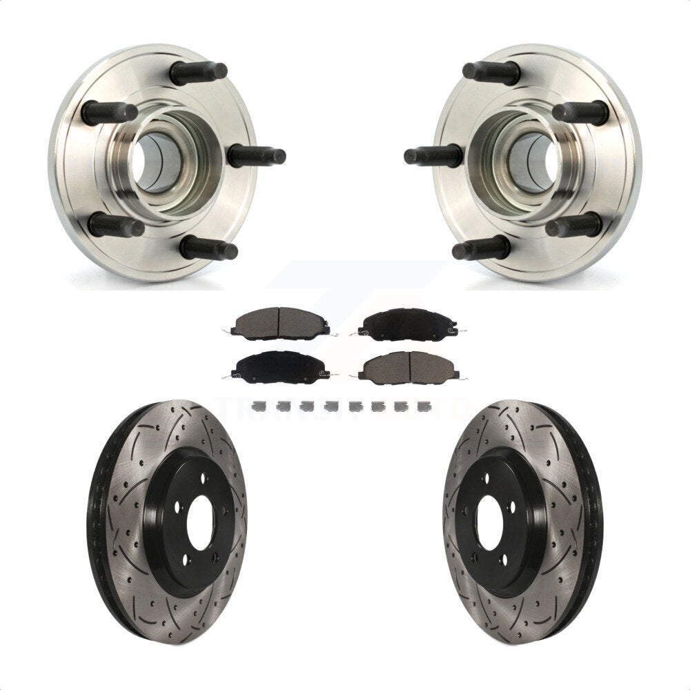 Hub Bearing Assembly Coat Drill Slot Brake Rotor Pads Front Kit For Ford Mustang
