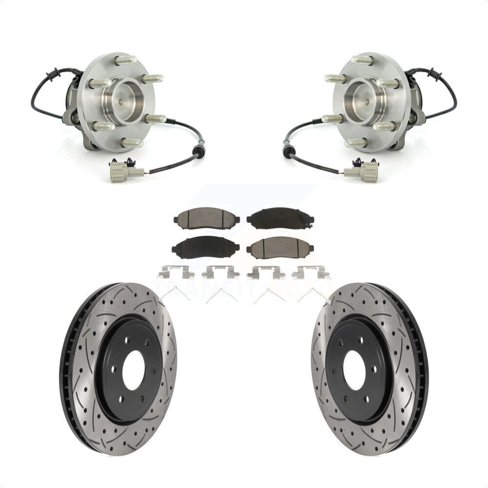 Hub Bearing Drill Slot Brake Rotor Pads Front Kit For Nissan Frontier Pathfinder
