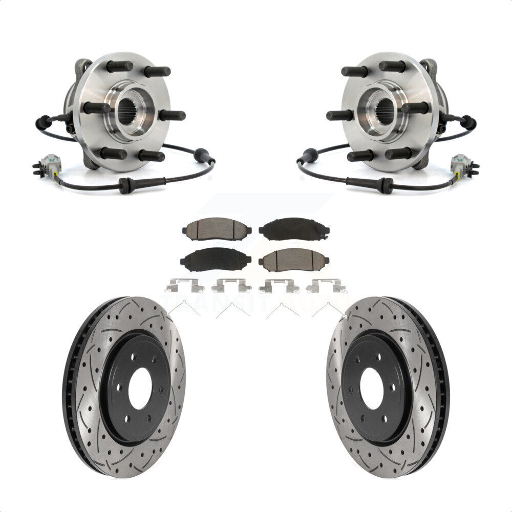 Hub Bearing Drill Slot Brake Rotor Pads Front Kit For Nissan Frontier Pathfinder