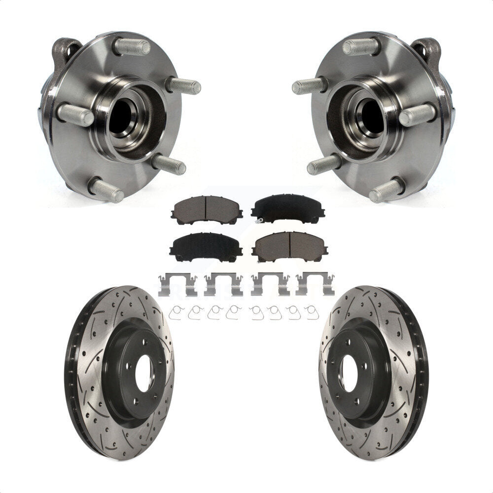 Hub Bearing Drilled Slot Brake Rotor Pad Front Kit For INFINITI Q50 QX50 Q60 RWD