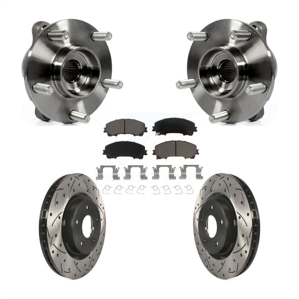 Hub Bearing Drilled Slot Brake Rotor Pad Front Kit For INFINITI Q50 QX50 Q60 AWD