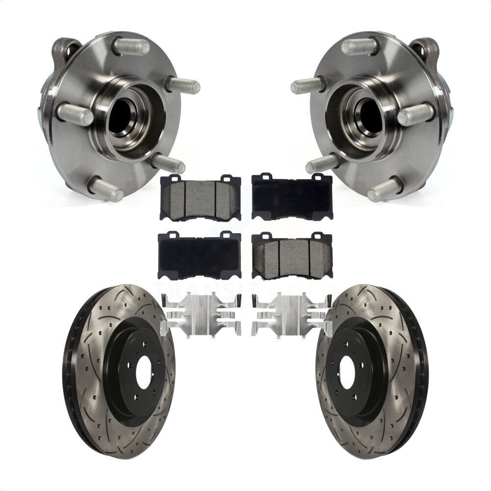 Hub Bearing Drill Slot Brake Rotor Pad Front Kit For INFINITI Q50 G37 Nissan Q60