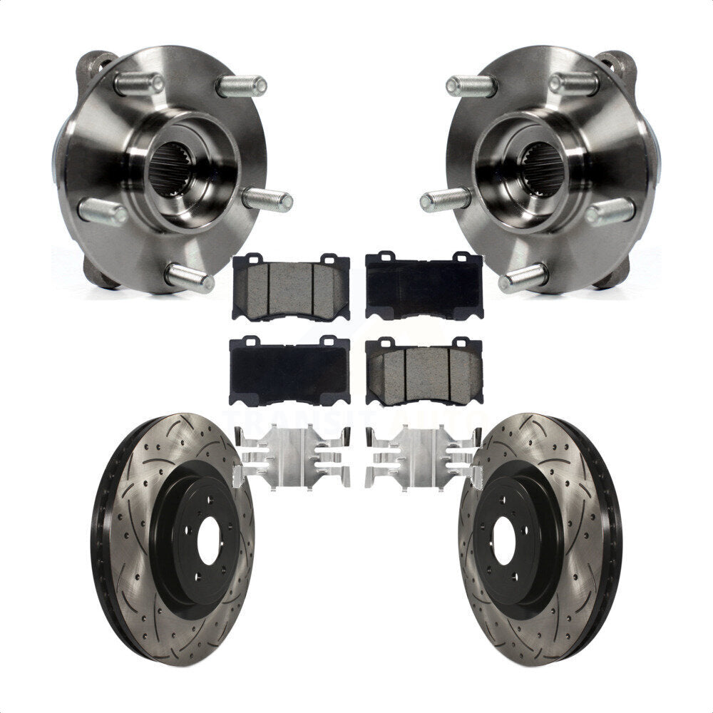 Hub Bearing Drilled Slot Brake Rotor Pad Front Kit For INFINITI Q50 Q60 M37 FX50
