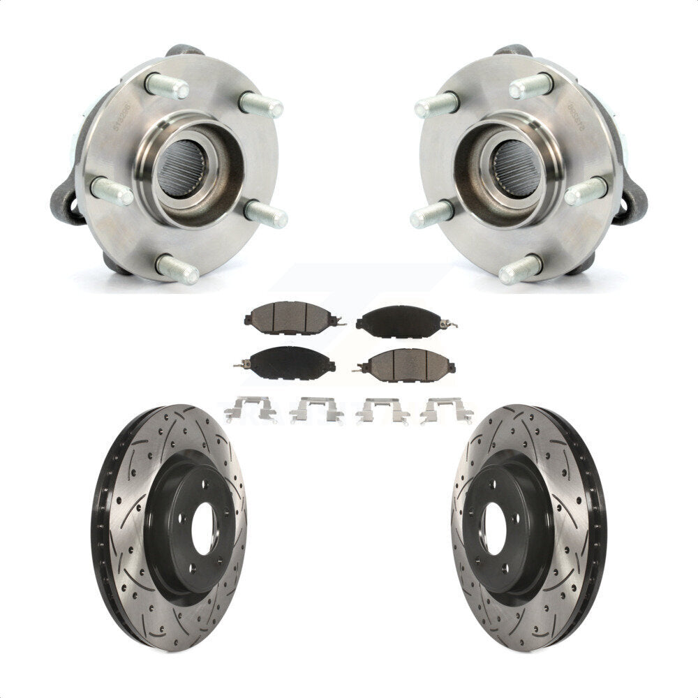Hub Bearing Drilled Slot Brake Rotor Pads Front Kit For Nissan Pathfinder Murano
