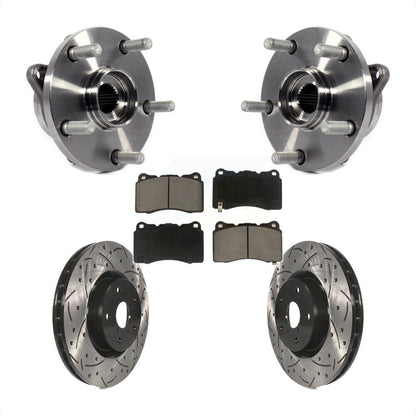 Hub Bearing Coat Drill Slot Brake Rotor Pad Front Kit For Subaru Impreza WRX STI