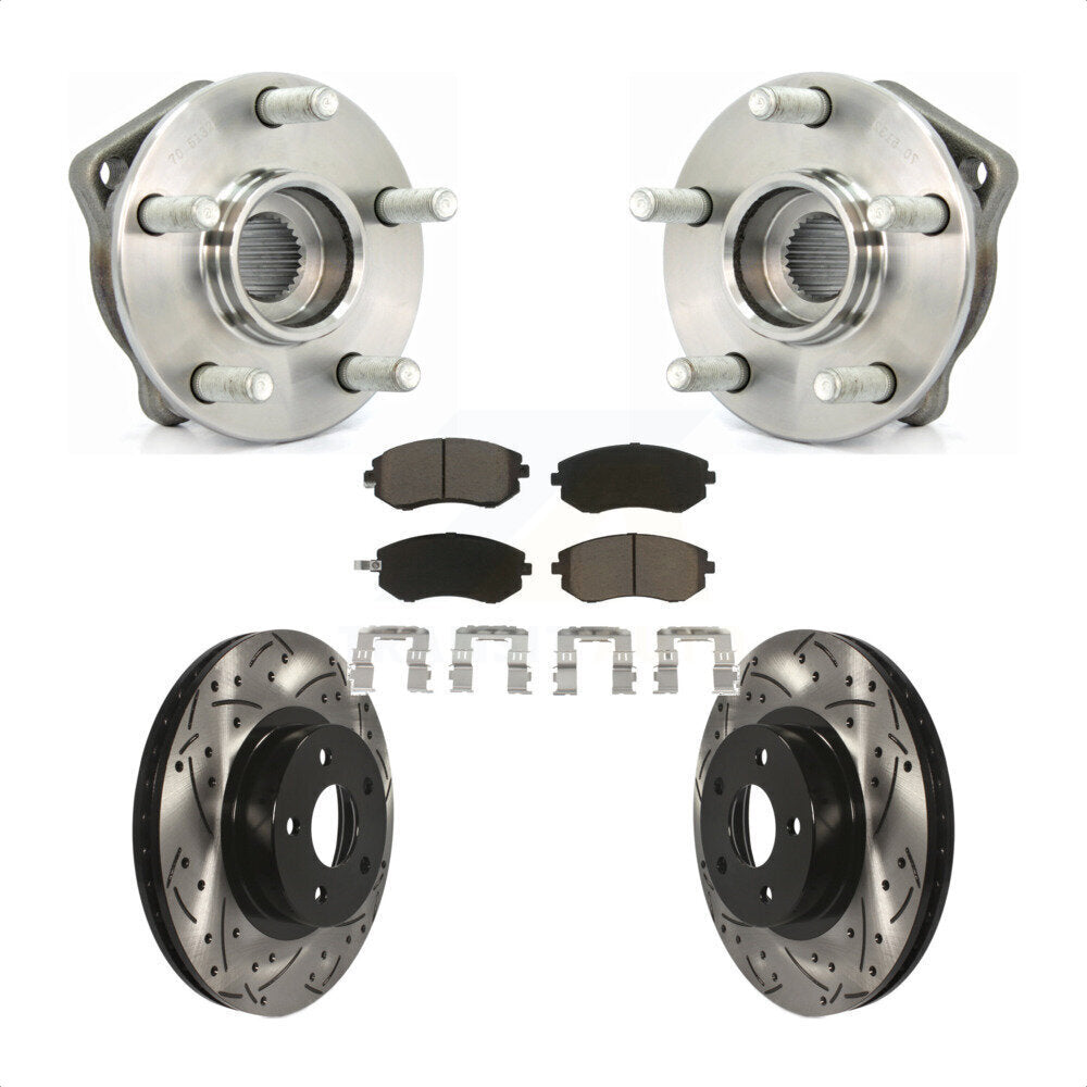 Hub Bearing Coat Drill Slot Brake Rotor Pads Front Kit For Subaru Impreza Legacy