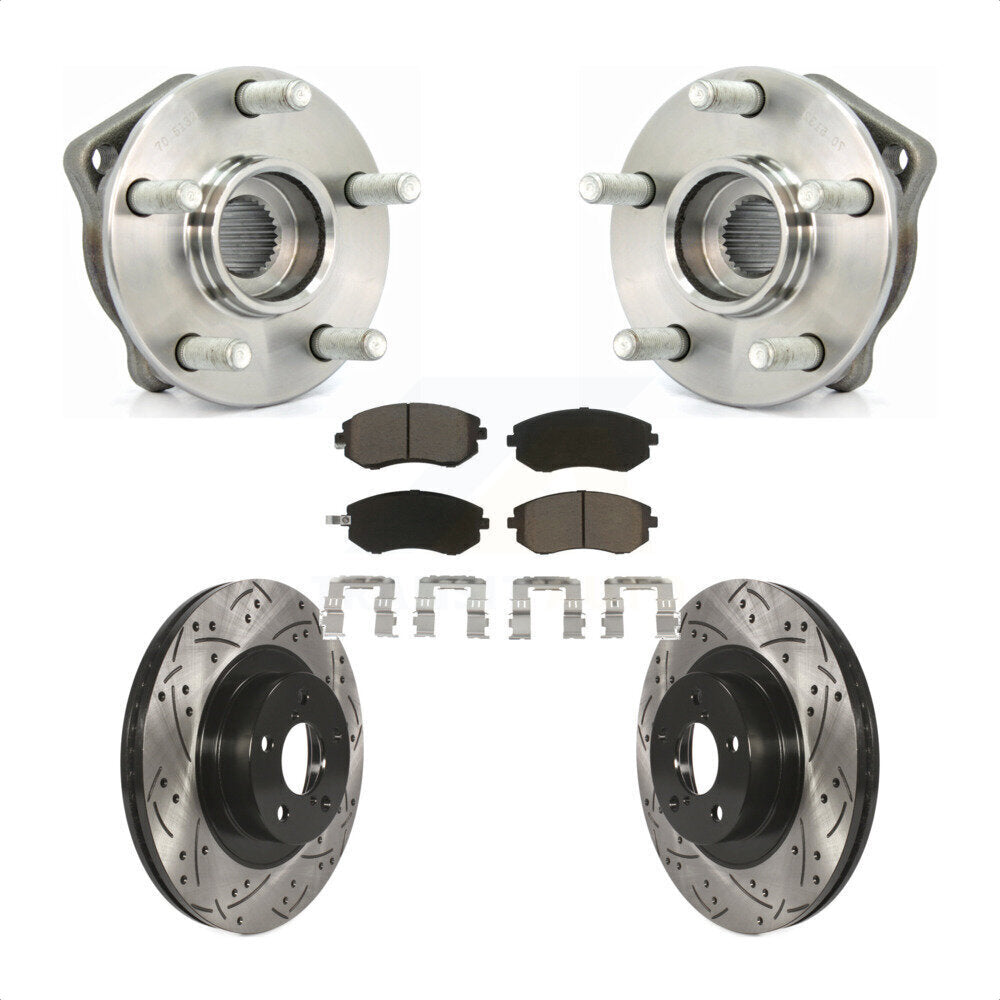 Hub Bearing Drill Slot Brake Rotor Pads Front Kit For Subaru Outback Impreza WRX