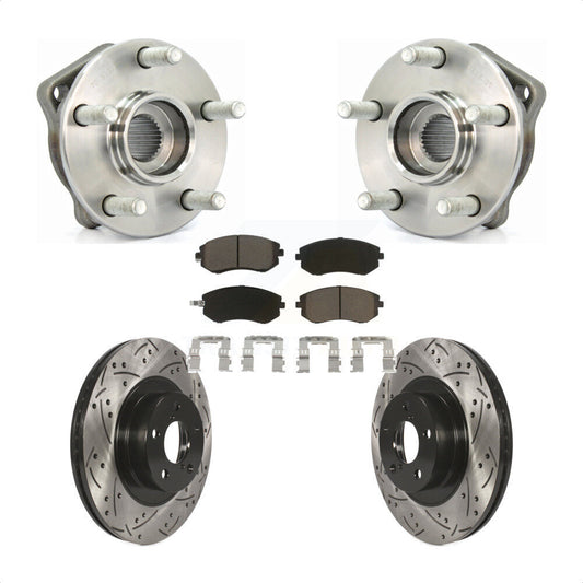 Hub Bearing Drill Slot Brake Rotor Pads Front Kit For Subaru Outback Impreza WRX