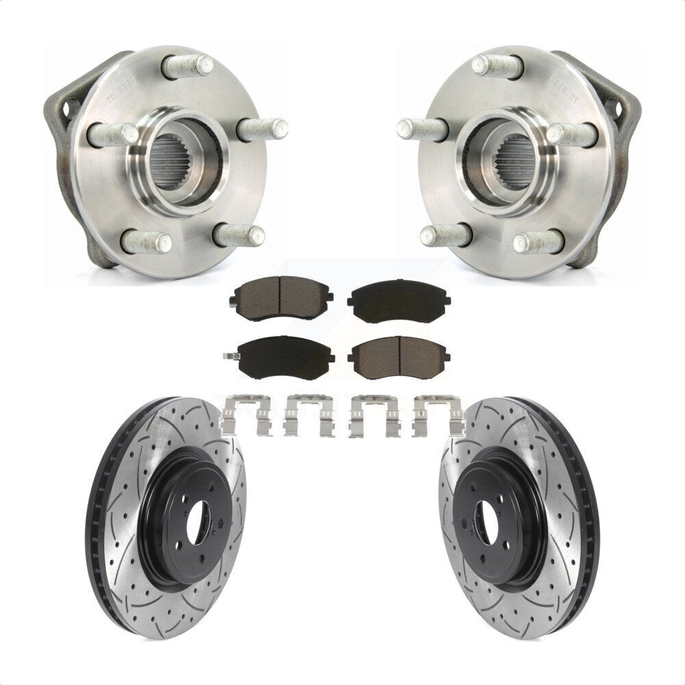 Hub Bearing Assembly Coat Drill Slot Brake Rotor Pad Front Kit For Subaru Legacy