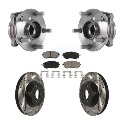 Hub Bearing Assembly Drilled Slot Brake Rotor & Pad Front Kit For Subaru Impreza