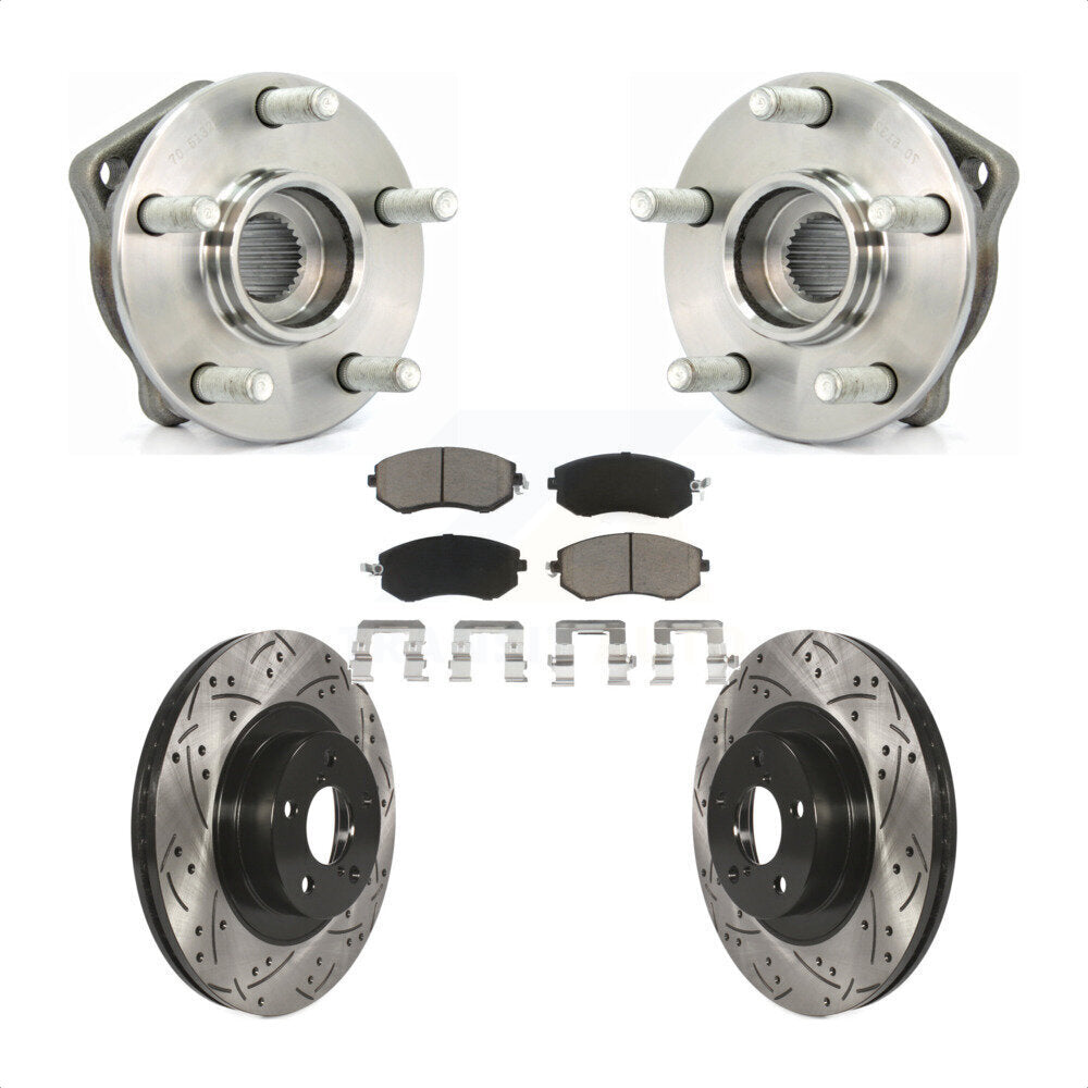 Hub Bearing Drill Slot Brake Rotor Pads Front Kit For Subaru Impreza Forester XV
