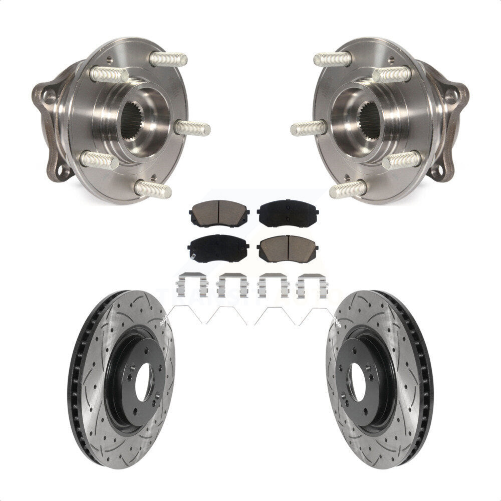 Hub Bearing Drilled Slot Brake Rotor Pad Front Kit For Hyundai Sonata Kia Optima