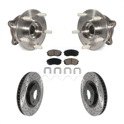 Hub Bearing Drilled Slot Brake Rotor Pad Front Kit For Hyundai Sonata Kia Optima