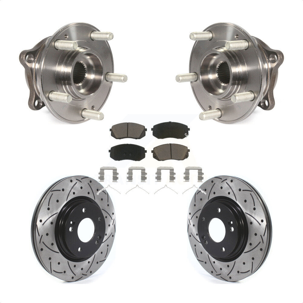 Hub Bearing Drilled Slot Brake Rotor Pad Front Kit For Hyundai Sonata Kia Optima