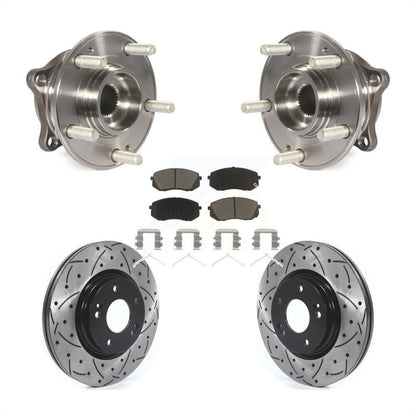 Hub Bearing Drilled Slot Brake Rotor Pad Front Kit For Hyundai Sonata Kia Optima