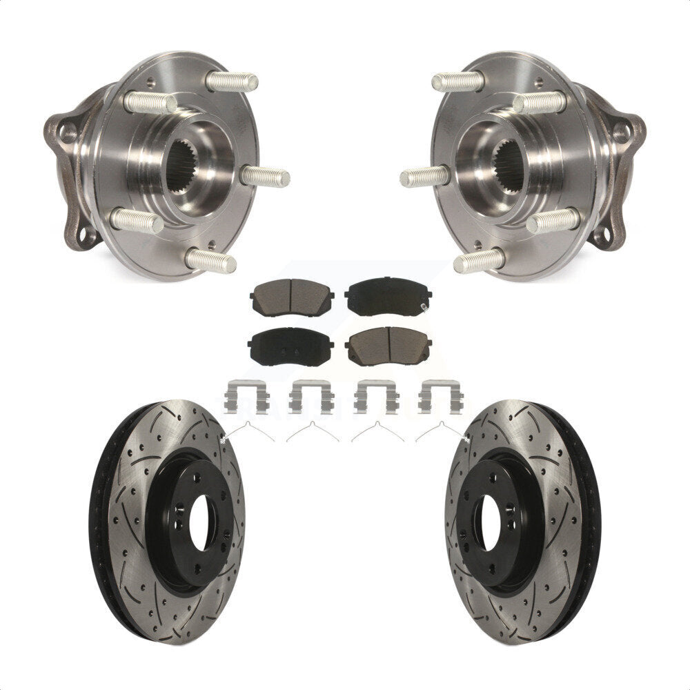 Hub Bearing Assembly Drilled Slot Brake Rotor & Pad Front Kit For Hyundai Sonata