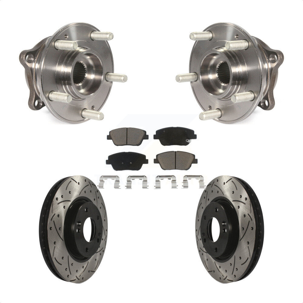 Hub Bearing Assembly Drilled Slot Brake Rotor & Pad Front Kit For Hyundai Sonata