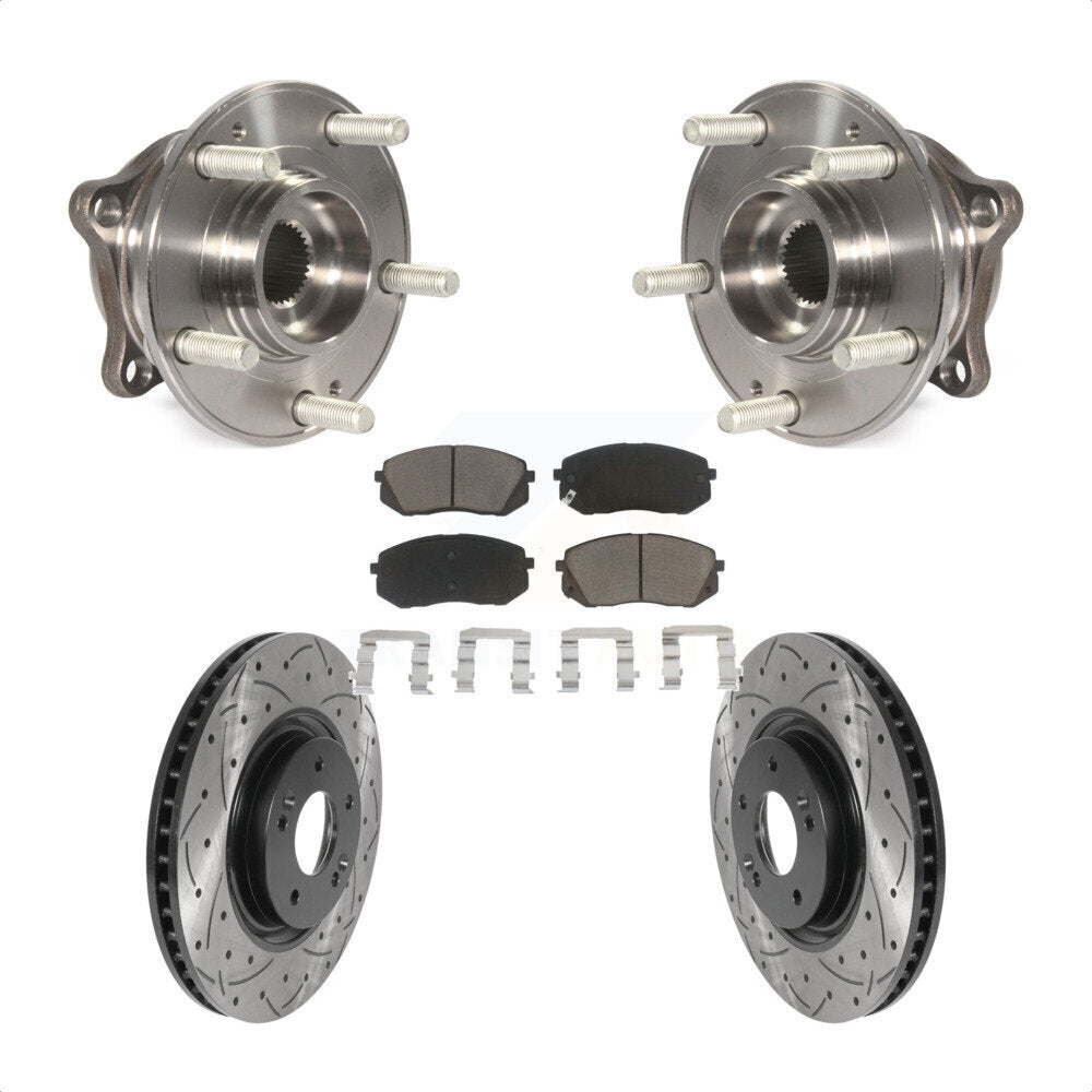 Hub Bearing Drilled Slot Brake Rotor Pad Front Kit For Hyundai Tucson Sonata Kia