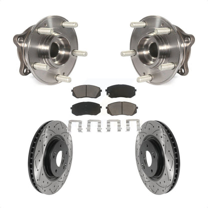 Hub Bearing Drilled Slot Brake Rotor Pad Front Kit For Hyundai Tucson Sonata Kia