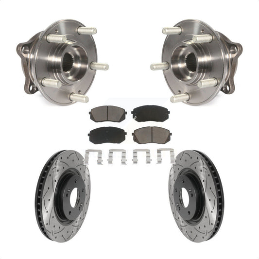 Hub Bearing Drilled Slot Brake Rotor Pad Front Kit For Hyundai Tucson Sonata Kia