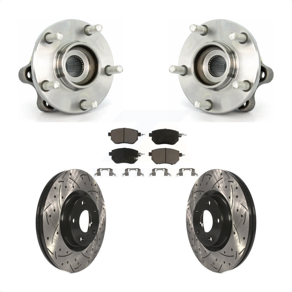 Hub Bearing Drilled Slot Brake Rotor & Pad Front Kit For 2005-2007 Nissan Murano