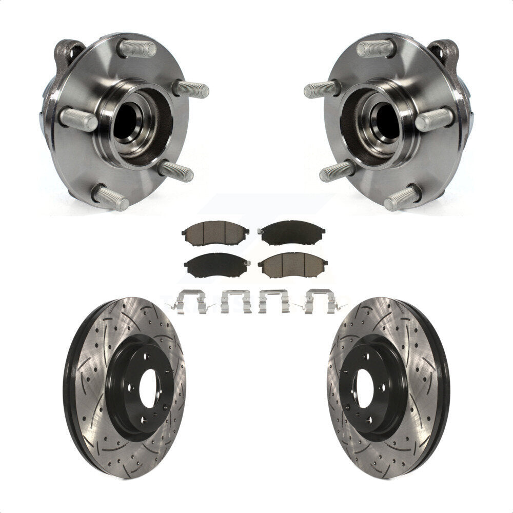 Hub Bearing Drilled Slot Brake Rotor Pad Front Kit For INFINITI EX35 Nissan 370Z