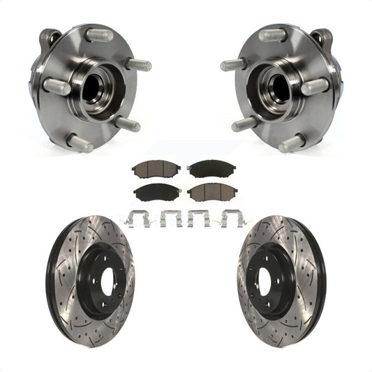 Hub Bearing Drilled Slot Brake Rotor Pad Front Kit For INFINITI EX35 Nissan 370Z