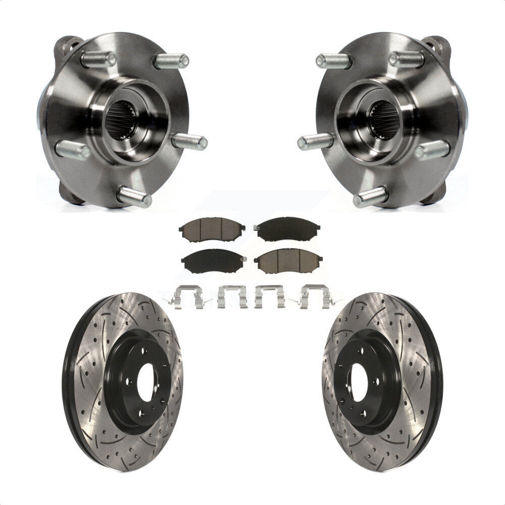 Hub Bearing Drill Slot Brake Rotor Pads Front Kit For INFINITI G37 EX35 G35 QX50