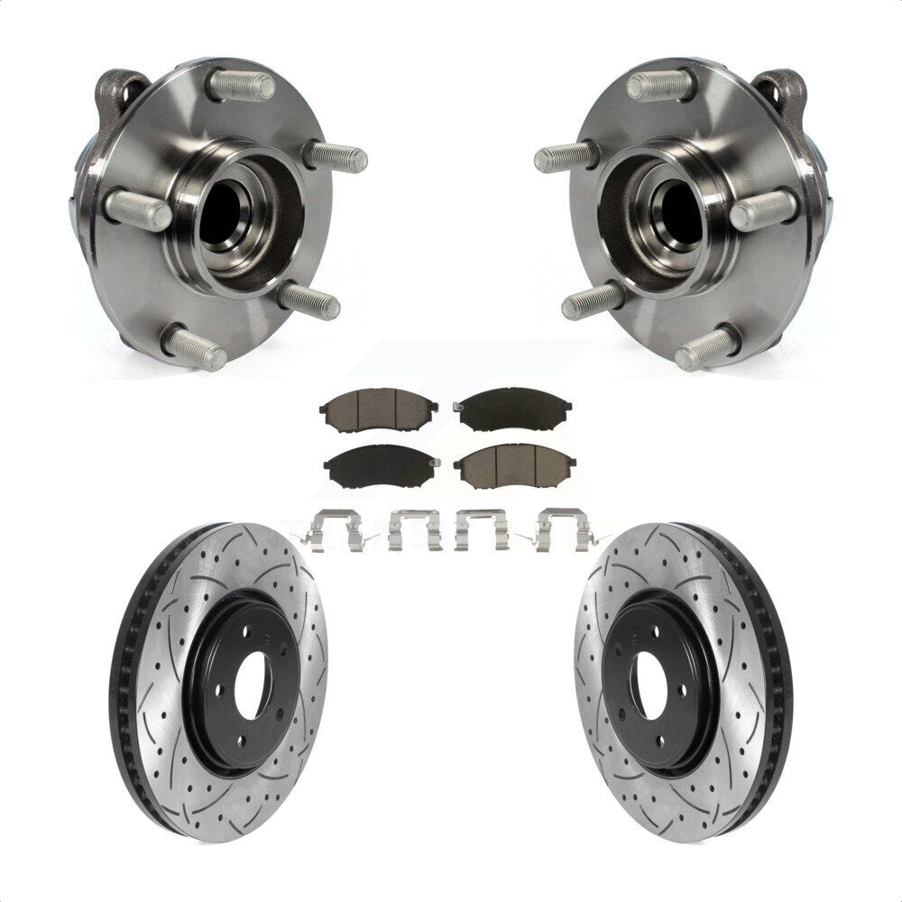 Hub Bearing Coat Drill Slot Brake Rotor Pad Front Kit For INFINITI FX35 FX37 RWD