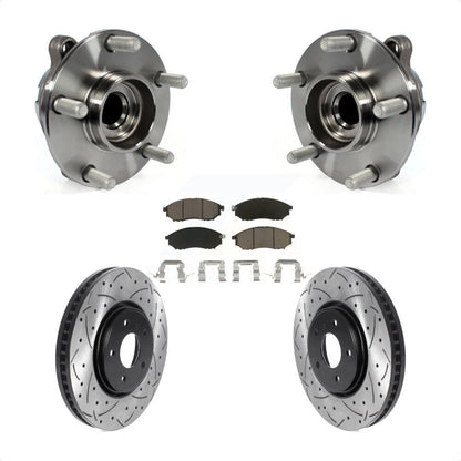 Hub Bearing Coat Drill Slot Brake Rotor Pad Front Kit For INFINITI FX35 FX37 RWD