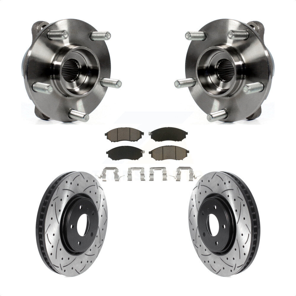 Hub Bearing Drilled Slot Brake Rotor & Pad Front Kit For INFINITI FX35 FX37 FX45