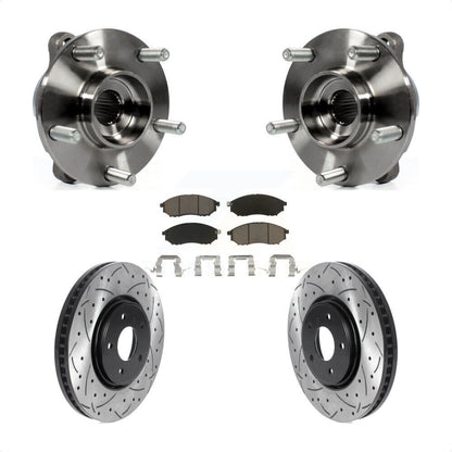 Hub Bearing Drilled Slot Brake Rotor & Pad Front Kit For INFINITI FX35 FX37 FX45