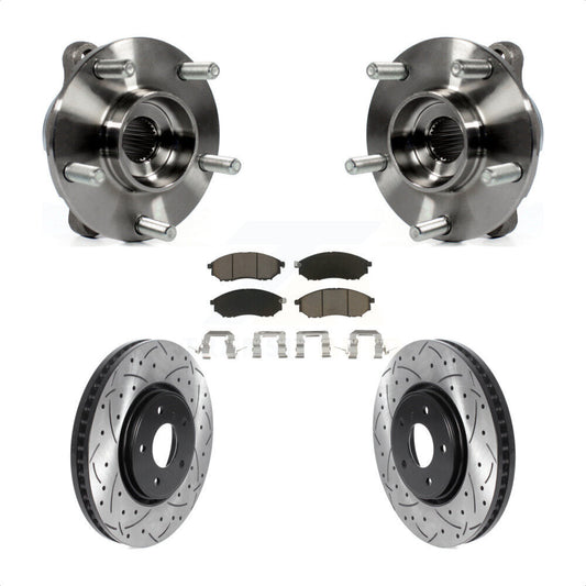 Hub Bearing Drilled Slot Brake Rotor & Pad Front Kit For INFINITI FX35 FX37 FX45